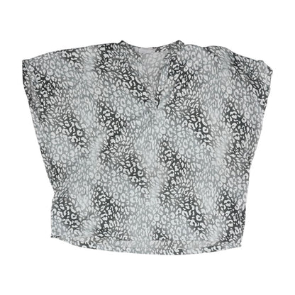 Gray Animal Print Short Sleeve Blouse