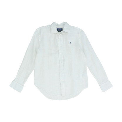White Solid Long Sleeve Button Down
