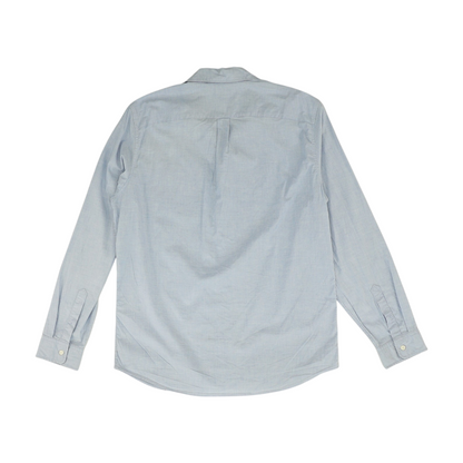 Blue Solid Long Sleeve Button Down