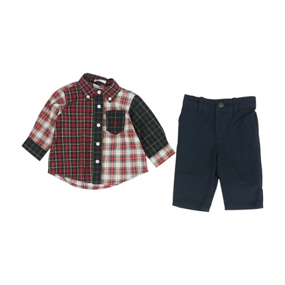 Red Plaid Long Sleeve Set