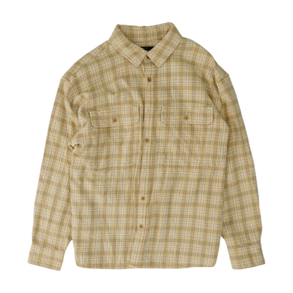 Beige Plaid Flannel Button Down