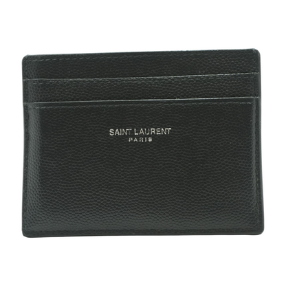 Black Credit Card Case in Grain De Poudre Leather