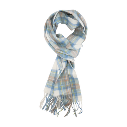 Blue Plaid Wool Scarf