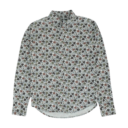 Gray Floral Flannel Button Down
