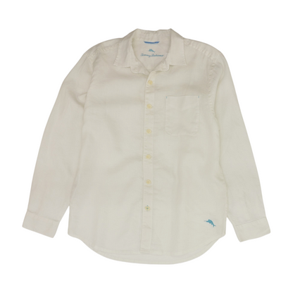 White Solid Long Sleeve Button Down