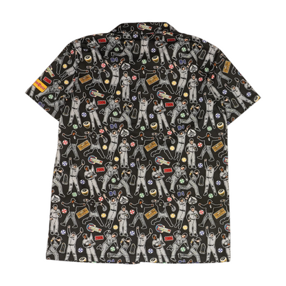 Beige Novelty Short Sleeve Button Down