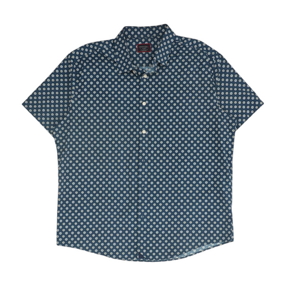Navy Floral Short Sleeve Button Down