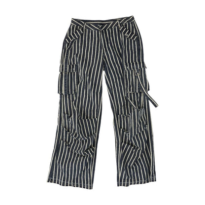 Navy Striped Cargo Pants