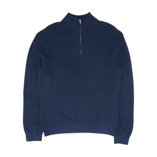 Navy Solid 1/4 Zip Sweater