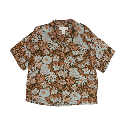 Blue Floral Short Sleeve Button Down