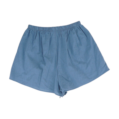 Blue Solid Knit Shorts