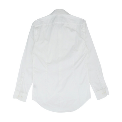 White Solid Long Sleeve Button Down