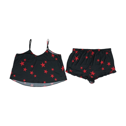 Black Plus Print Pajama Set