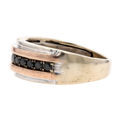 10K Two-Tone Gold Diamond Band Ring