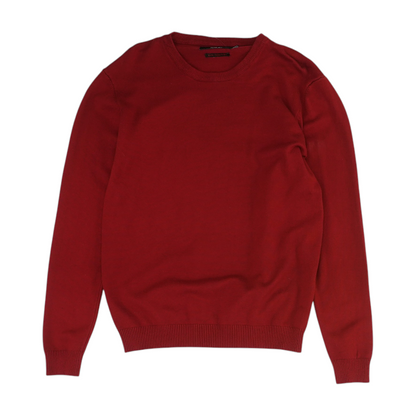 Red Solid Pullover Sweater
