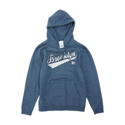 Blue Solid Hoodie Pullover