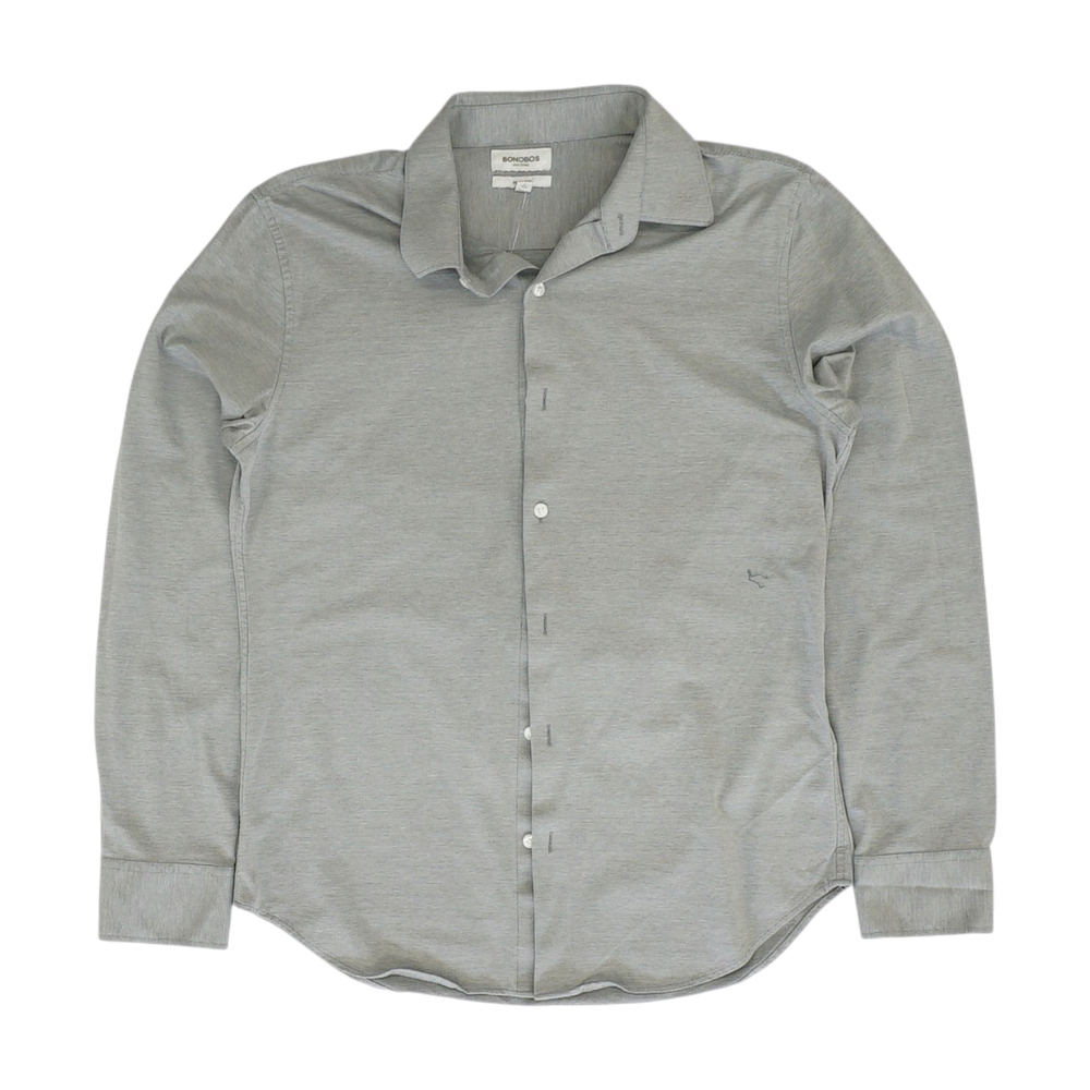 Gray Solid Long Sleeve Button Down