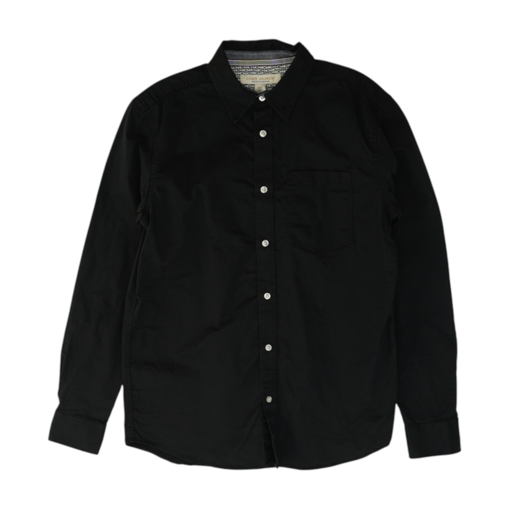 Black Solid Long Sleeve Button Down
