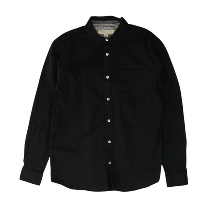 Black Solid Long Sleeve Button Down