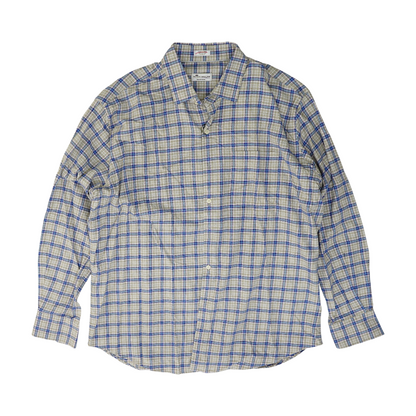 Beige Plaid Flannel Button Down