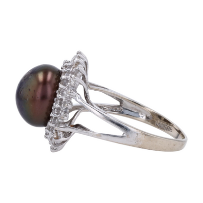 14K White Gold Cultured Pearl Fashion Ring