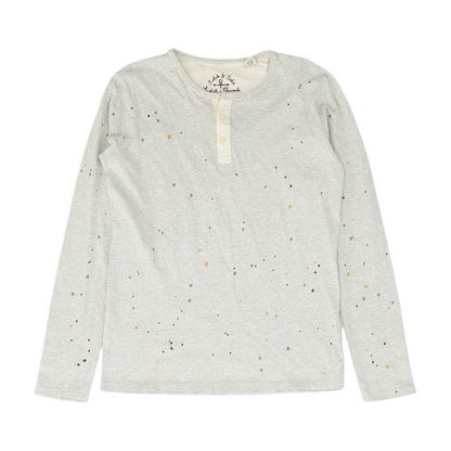 Gray Polka Dot Henley T-Shirt