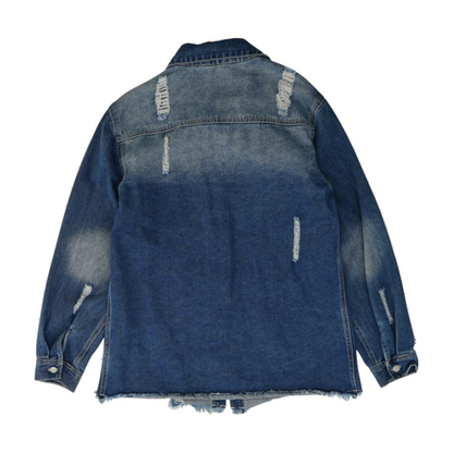 Blue Solid Denim Jacket