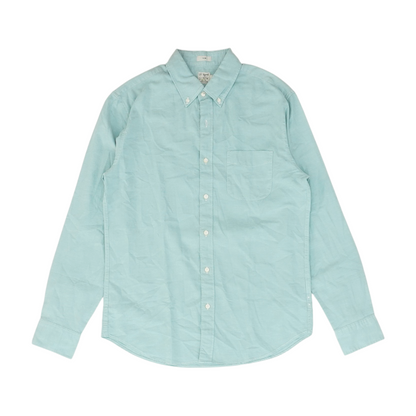 Green Solid Long Sleeve Button Down