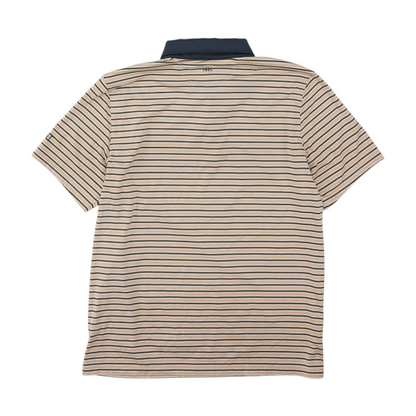 Beige Striped Short Sleeve Polo