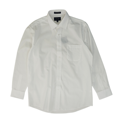 White Solid Long Sleeve Button Down