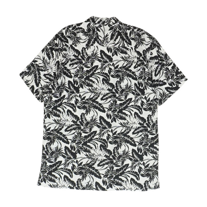 White Floral Short Sleeve Button Down