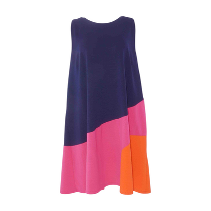Navy Color Block Midi Dress