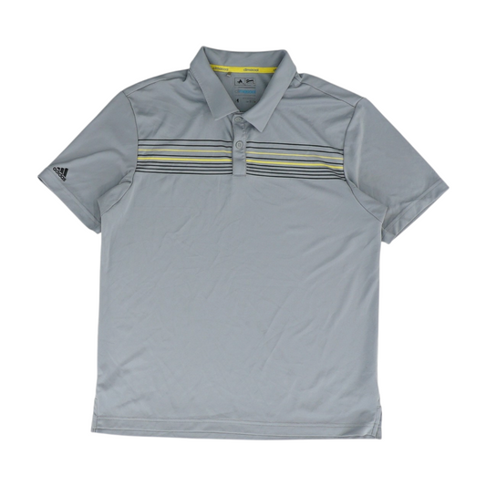 Gray Striped Short Sleeve Polo