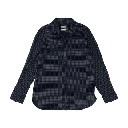 Navy Print Long Sleeve Button Down