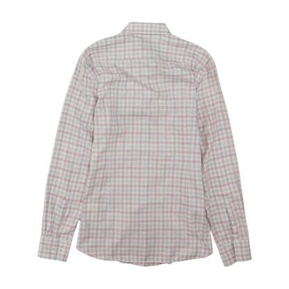 White Plaid Long Sleeve Button Down