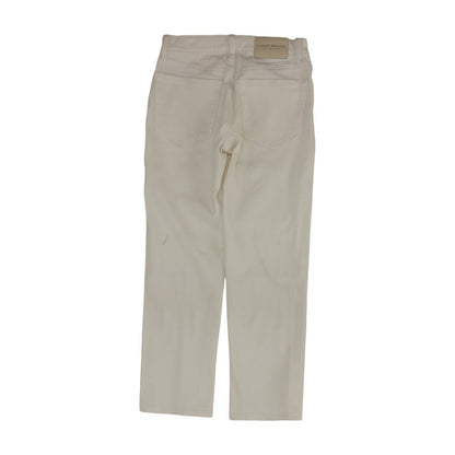 White Solid Mid Rise Straight Leg Jeans