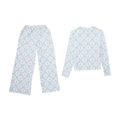 White Floral Pajama Set