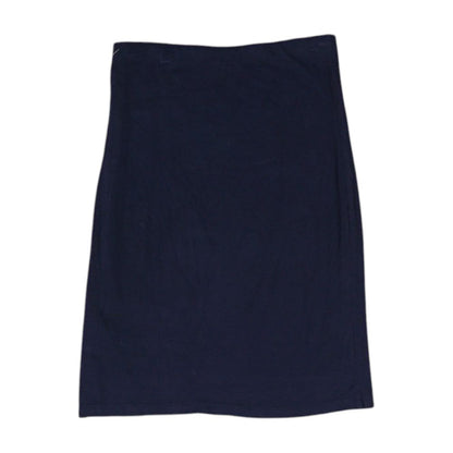 Navy Solid Midi Skirt