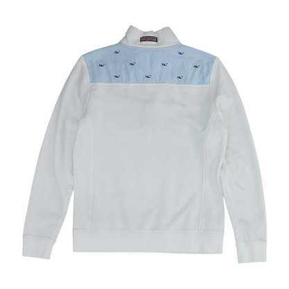 White Solid 1/4 Zip Pullover
