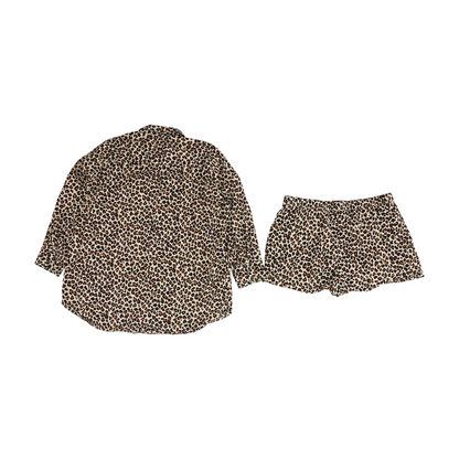 Beige Animal Print Pajama Set