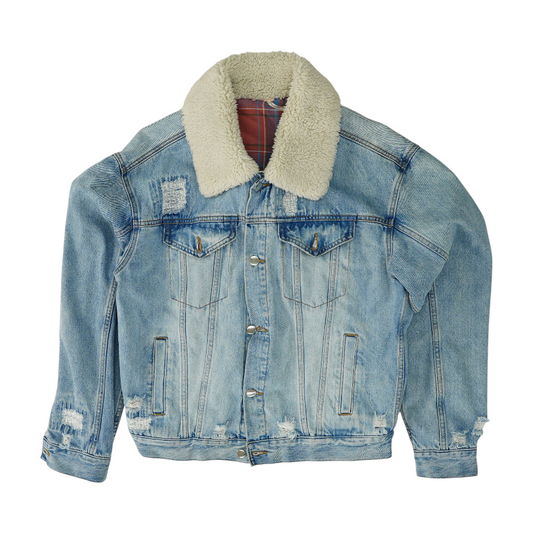 Blue Solid Denim Jacket