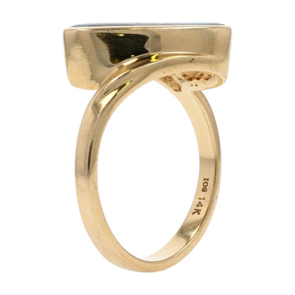 14K Gold Freeform Bezel Set Opal Doublet Cocktail Ring