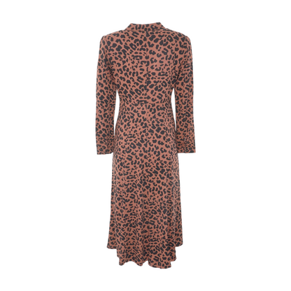 Brown Animal Print Midi Dress