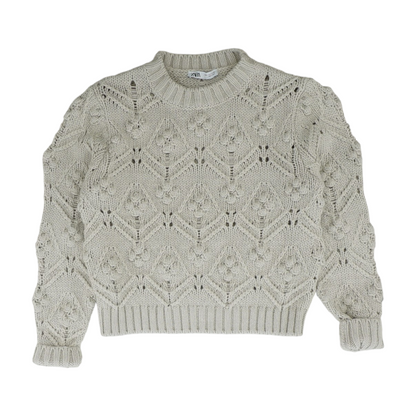 Beige Floral Pullover Sweater