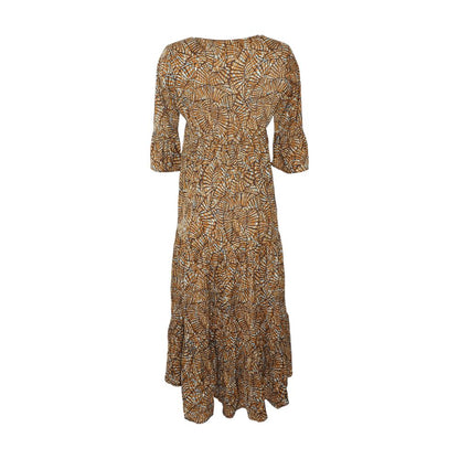Brown Maternity Graphic Midi Dress