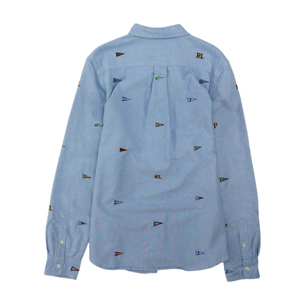 Blue Print Long Sleeve Button Down