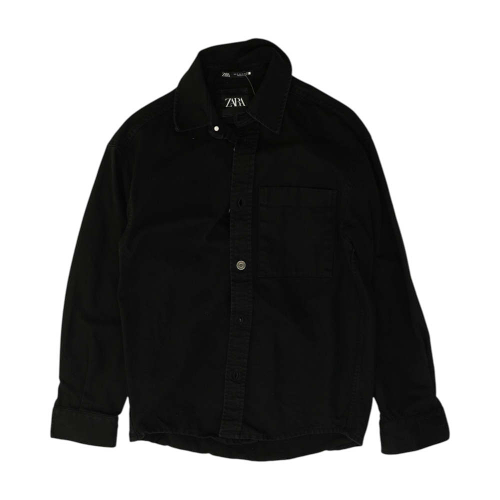 Black Solid Long Sleeve Button Down