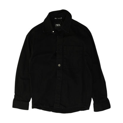 Black Solid Long Sleeve Button Down