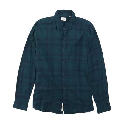 Green Plaid Long Sleeve Button Down