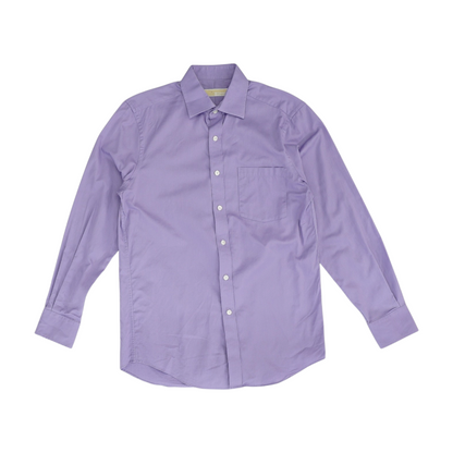 Purple Solid Long Sleeve Button Down